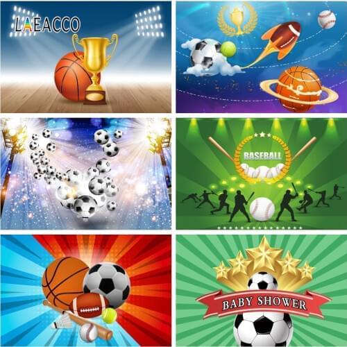 Laeacco Football Basketball Baseball Soccer Sportman Photography Backdrops Baby Shower Photo Backgrounds Birthday Photophone