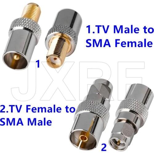 JX connector 2PCS IEC TV To SMA Connector Straight Nickel Plating for DVB-TV antenna adapter