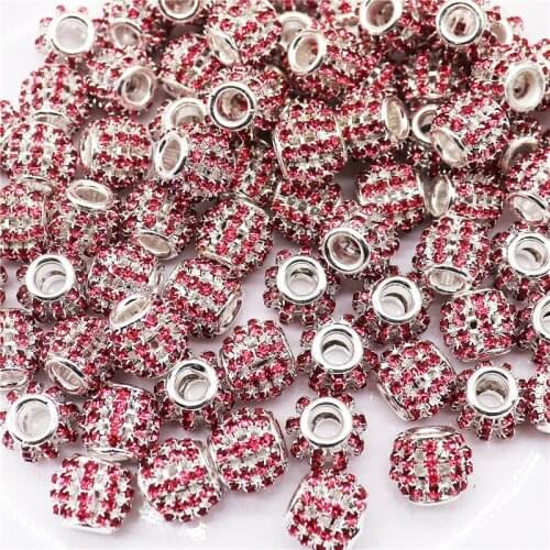 10Pcs Handmade Crystal Glass Rhinestone Round Ball Spacer Beads for Women Wedding Jewelry Making Snake Chain Bracelet Necklace