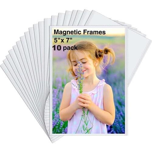 Magnetic Photo Frames for Refrigerator 4R 5R 10Pack Fridge Magnets Picture Frame Photo Sleeves Protected by Removable Film