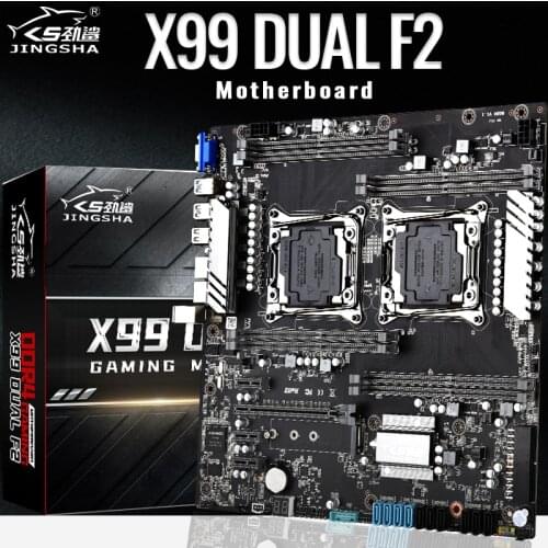 JINGSHA X99 Dual F2 Motherboard Support LGA2011-3 Inter Xeon E5 V3 8* DDR4 1600/1866/2133/2400MHz RAM 10*SATA 3.0 NVME_M.2 SSD