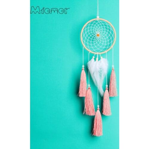 MIAMOR Dreamcatcher With Pink Tassel & White Feather Home Kids Bedroom Pendant Decor Accessories Gift for Children AMOR1101
