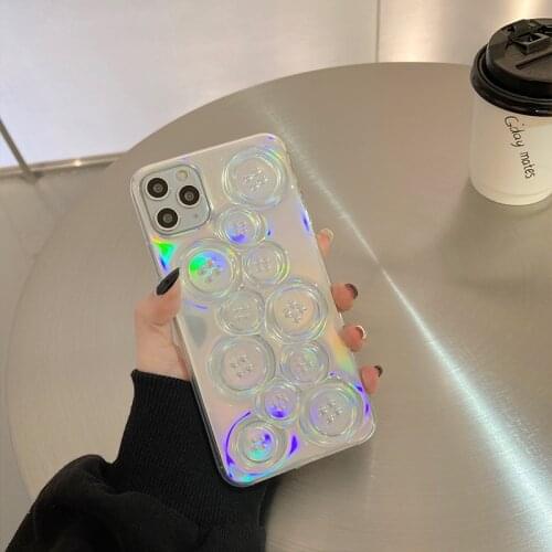 Celebrity Concise Laser Buttons Soft Case for IPhone 12 12Pro Max 11 ProMax Case for 11 X XR XS Max 7 8 Plus Transparent 12mini