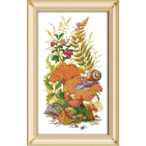 Snail cross stitch kit cartoon animal DMC color thread 14ct 11ct count print canvas stitches embroidery handmade