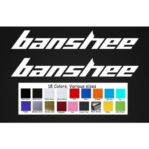 For 2Pcs Banshee Bike Decals Set 2 DH MTB Dirt Legend Rampant Prime Downhill Helmet Car Styling