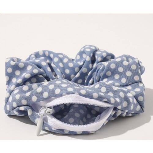 Women New Designs Hair Scrunchies With Pockets Hair Gums Striped Zip Rubber Bands For Hair Bun Zipper Schrunchy Vintage