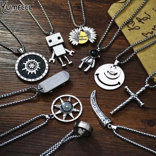 Yumfeel Brand New Women Men Pendants Necklaces Jewelry Stainless Steel Necklace Gifts