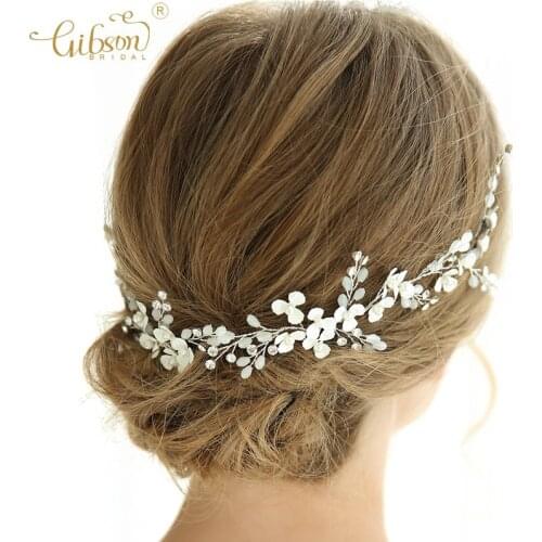 Charming Wedding Headband Wreath Bridal Hair Vine Floral With Pearl Bobby Pins Hair Jewelry Decoration