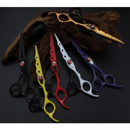 Professional jp 440c steel 6 '' 7 colors Flame gem hair scissors cutting barber haircut thinning shears hairdresser scissors