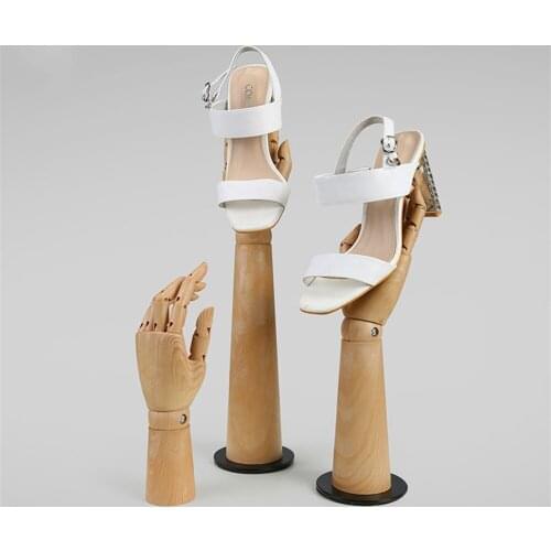 Window Display Props Joint Wood Hand Model Comic Sketch Hand Model Imitation Wooden Grain Hand Fake Hand Female Jewelry Display