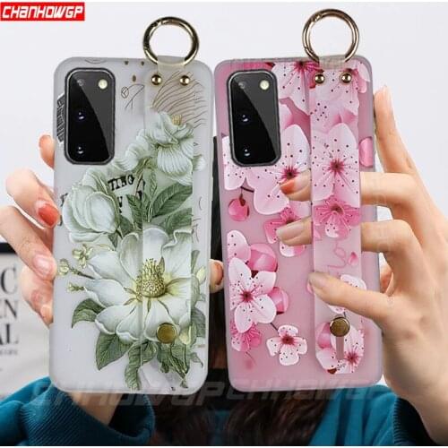 Wristband Flower Soft Case For Samsung Galaxy S20 FE S21 A12 A32 A02S A42 A52 A72 A21S A51 A71 A01 A11 A31 A41 M12 Silicon Cover