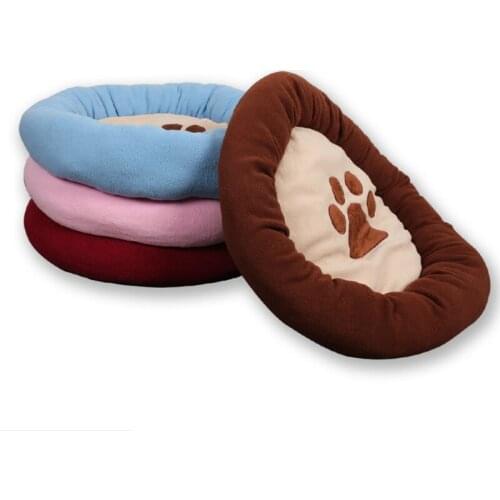 Thick and soft warm round cotton velvet footprints kennel cat mat candy color pet nest