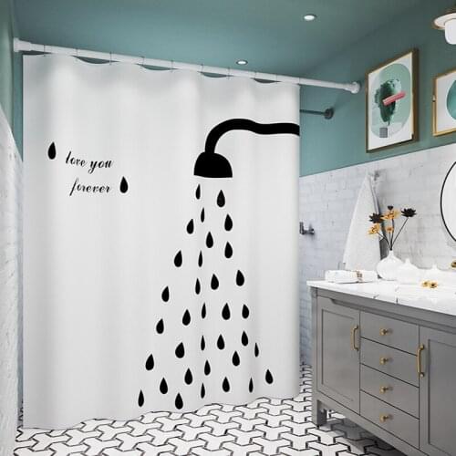 Creative Raindrop Black White Waterproof Shower Curtain Bath Curtains 3D Printed Bathroom Eco-friendly Polyester Cloth With Hook