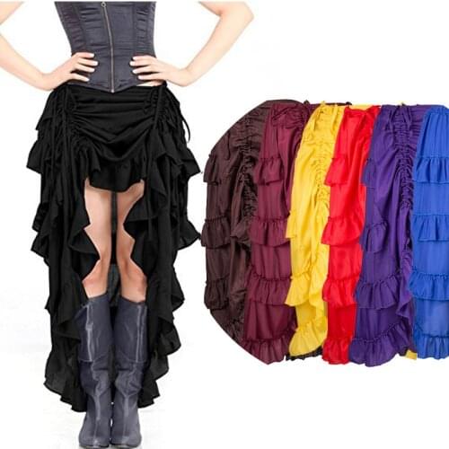 Plus Size Lady Drawstring Asymmetrical Pirates Skirt Festival Gothic Steampunk Corset Rockabilly Hippy Outfit