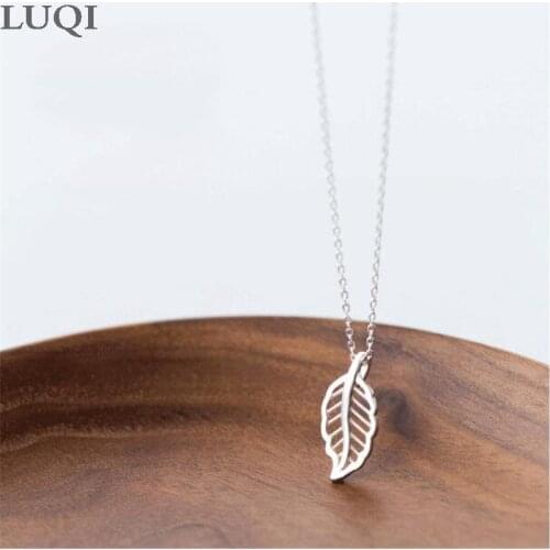 Womens Fashion Hollow Leaf Pendant S925 Silver Plated Literary Fresh Personality Necklaces XL46
