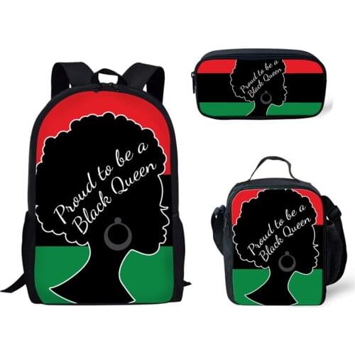 Black Queen Printing Women Backpacks Custom Single Package Kids School Bags Set Teenager Girls School Backpack Fashion Mochila