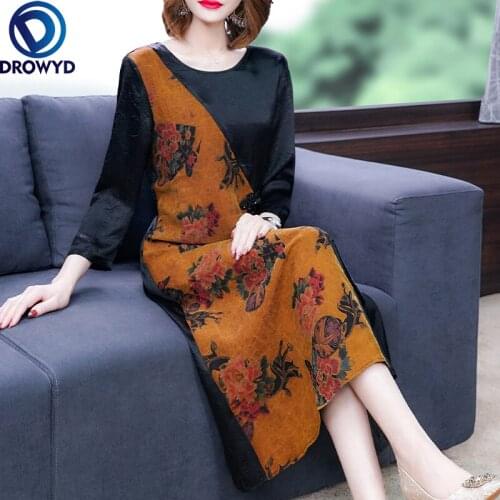 Women Boho Beach Long Dress 2021 Summer Office Lady Silk Loose Short Sleeve O-Neck Print Dresses Sexy Party Traf Robe Vestidos