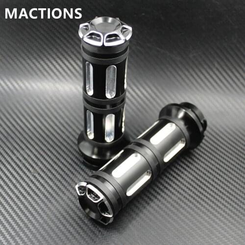 1"25mm Black Aluminum CNC Handle Bar Hand Grips For Harley Sportster Touring Dyna Softail Custom