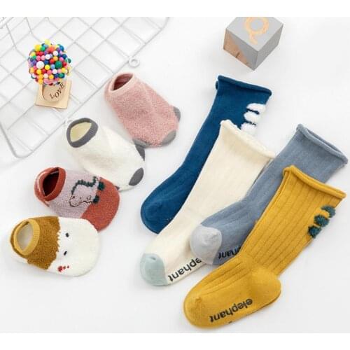 1 Pair Baby Socks Anti-skid Bottom High Elastic Unisex Hand Washable Kids Long Knee Sock Winter Wearing Baby Supplies