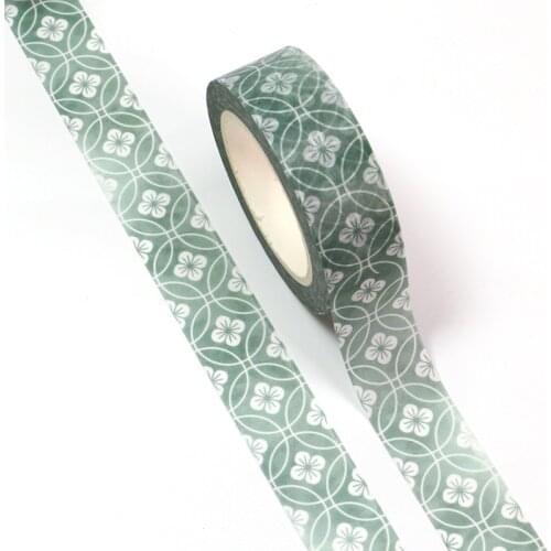 10pcs/lot 15MM*10M Arrival Spring Green Flowers Circle Decorative Washi Tape DIY Scrapbooking Masking Tape School Office Supply