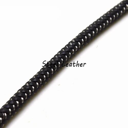 2m/lot Approx 6mm Leather steel thread cords for jewelry bracelets making plastic steel wire cords for jewelry material sale