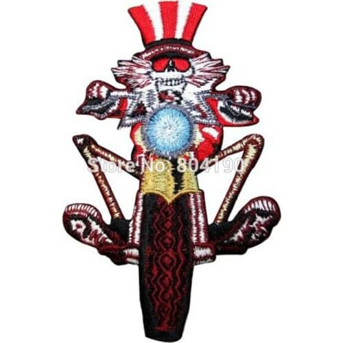4.3" Grateful Dead Biker Uncle Sam Skeleton on Motorcycle Music Band Heavy Metal Iron On Patch MOTIF APPLIQUE Rock Punk Badge