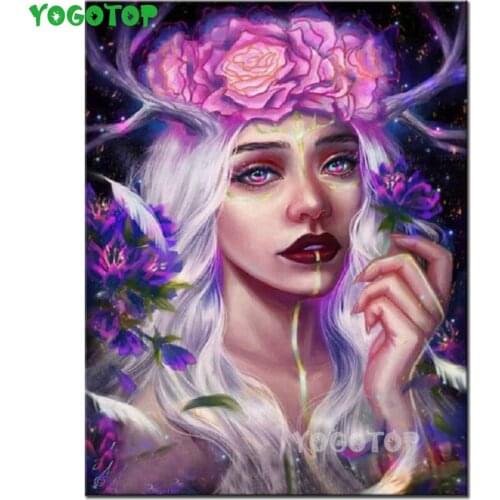 Diy Diamond Embroidery Flower Fairy Deer Diamond Painting 5D Beauty Square Round Drill Cross Stitch Kits Crystal Decor YY5223