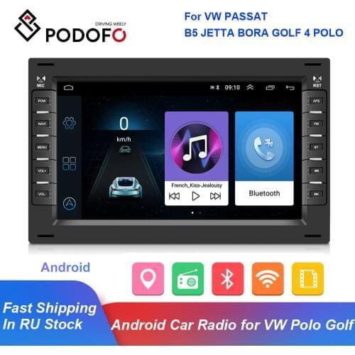 Podofo 2Din Android Car Radio Stereo For VW PASSAT B5 JETTA BORA GOLF 4 POLO MK5 MK4 MK3 T5 Multimedia MP5 Player GPS Navigation