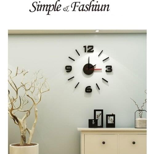 Freeshipping DIY Decorative Kitchen Clocks Acrylic Mirror Stickers Oversize Wall Clock Home Letter Home Decor
