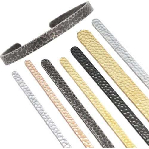 Handmade Hammered Blank 304 Stainless Steel Cuff Bangle 4 Size Plain Bracelet Jewelry Making Accessories