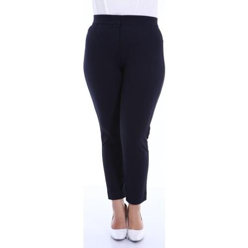 Schık Women Large Size Power Lycra Fabric Pants Navy Blue SCKWM21PNT005
