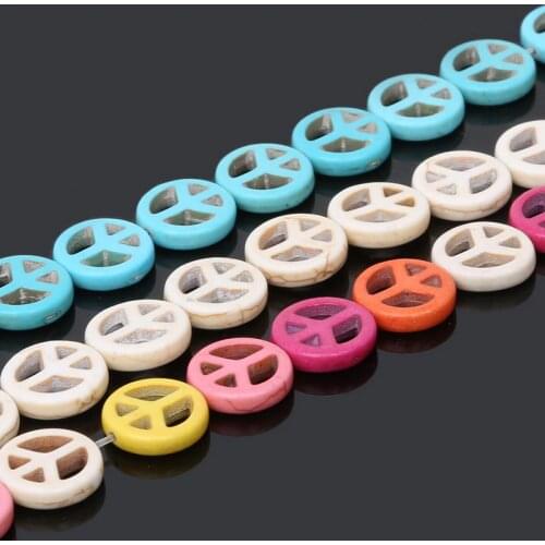 White Calaite Peace Sign 15mm Approx 27pcs/Bag Synthetise Dyed Stone Beads For Jewelry Making Bracelet Necklace DIY