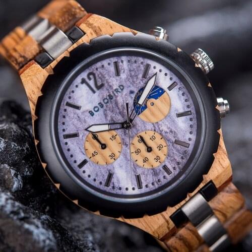Men Watch Delicate Wooden Wristwatch Quartz Movement BOBO BIRD Luminous Timepiece Day And Nigth Display Relogio Masculino Gift