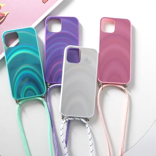 Lanyard Strap Rainbow Case For Samsung Galaxy A32 A52 A12 A50 A51 A72 A22 A70 A30 A42 A41 A10 A21s A71 A31 A10S A21 A02 A01 Capa