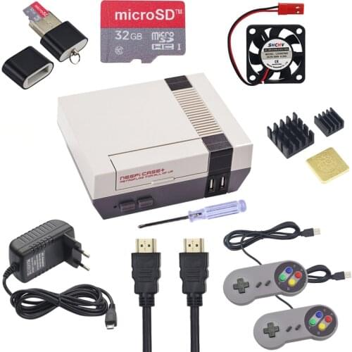 Retroflag NESPi CASE+ Raspberry Pi Case + Gamepad + Fan + Heatsink Optional 32G SD Card|Power Supply for Raspberry Pi 3 Model B