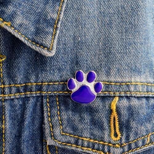 Purple paw pins and brooches Badges Hard enamel pin Brooch Denim jackets blouse backpack accessories Paw jewelry