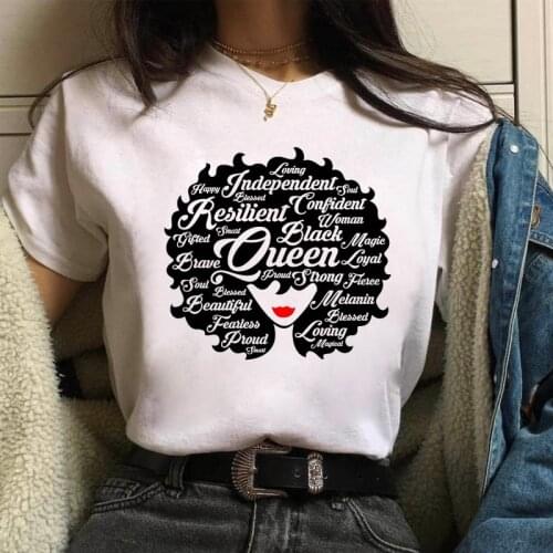 FIXSYS I Am A Strong Melanin Queen T Shirt Women Summer Clothes African Black Girl History Female T-shirt Melanin Tee Drop Ship