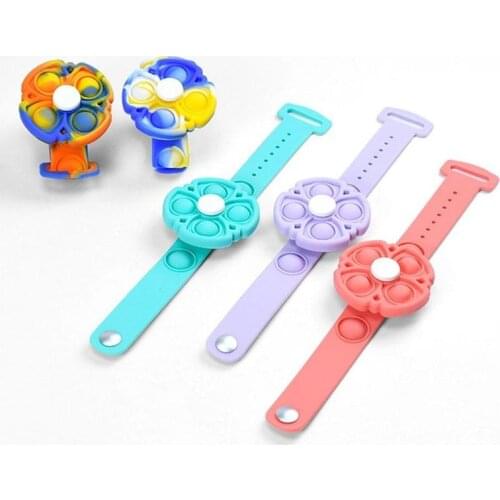 Pops Push Bubble Bracelet Kid Adults Dimple Fidget Spinner Toys Silicone Wristband Hand Figet Sensory Unzip Bracelets Antistress