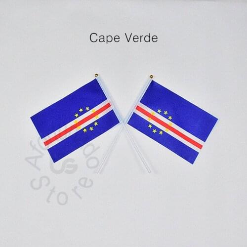 Cape Verde 14*21cm 10pieces banner Hand waving Flag National Flag for meet,Parade,party.Hanging,decoration