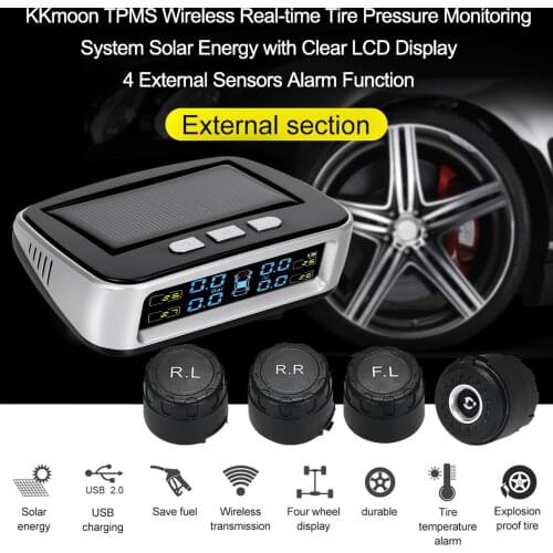 KKMOON Solar TPMS with Rear Car Reverse Backup Radar System,2 in 1 Parking Sensors and Tire Pressure Monitoring System