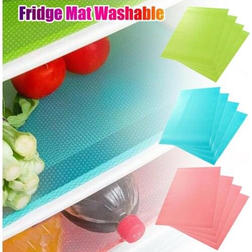 4Pcs PEVA Shelf Mat Antifouling Refrigerator Liner Anti-skid Pad Table Placemats