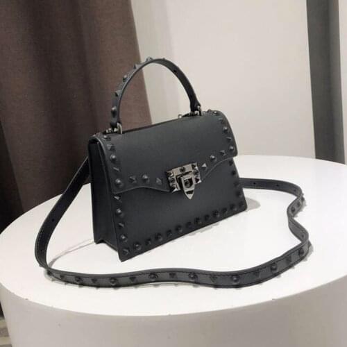 Leather Handbags Women Bags Large Capacity Bag Hasp Messenger Bag Rivet Rock One-Shoulder Small Square Pack sac main femme