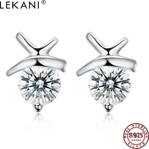 LEKANI 925 Sterling Silver Earrings Real Silver Earrings For Women Send Friends Fashion Romantic Zircon Engagement Gift