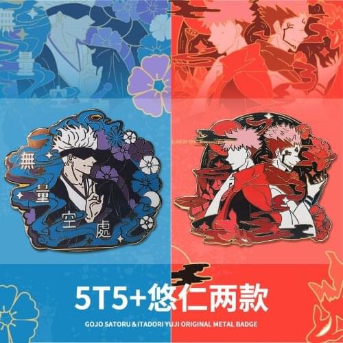 Anime Jujutsu Kaisen Metal Badge Gojo Satoru Theme Button Brooch Pins Collection Medal Costume Souvenir Cosplay Xmas Gifts
