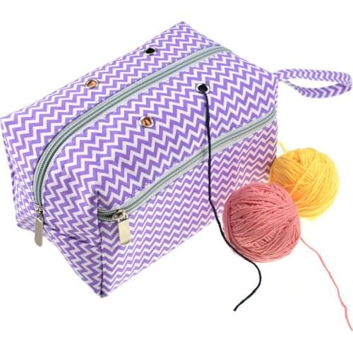Multifunctional Durable Canvas Storage Bag with Large Compartment Knitting Needles Yarns Crochet Hooks Organizer Bag for Travel