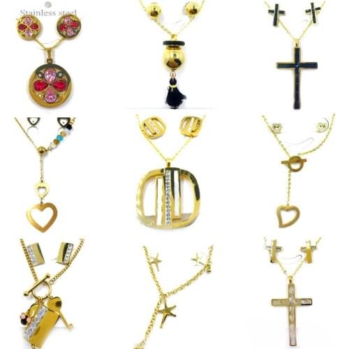 OUFEI Stainless Steel Bohemian Jewelry Set Gold Color Necklace And Earrings Set For Women Fashion Chain Jewelry Mass Effect