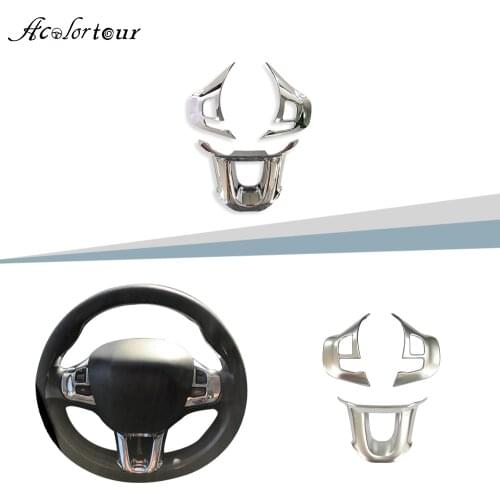 For Peugeot 208 2008 chrome steering wheel sticker flying wheel trim car styling multifunciton button accessories