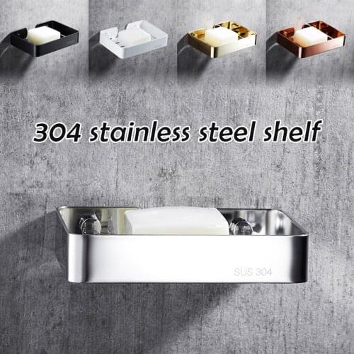 Stainless Steel Soap Holder Wall-Mounted Punch-Free Soap Case Multipurpose Draining Storage Rack for Bathroom Kitchen @LS