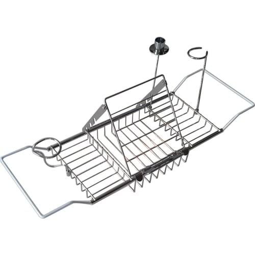 Stainless Steel Bathtub Tray Nonslip Extendable Spa Bathtub Storage Rack Wine Tablet Holder Reading Rack Bathroom Accessories