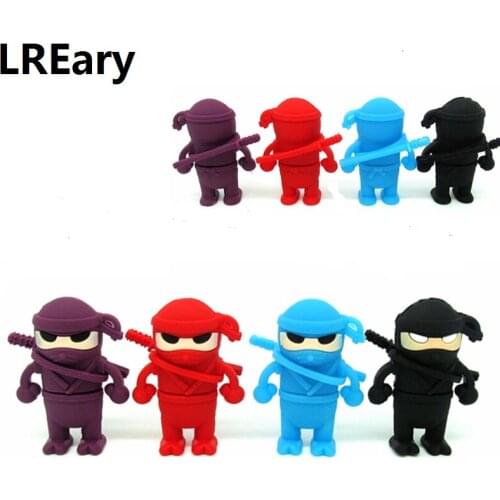 New Creative cool Cartoon Ninja USB Flash drive real capacity 4GB 8GB 16GB 32GB Usb Memory Flash Stick Pen Drive U disk warrior